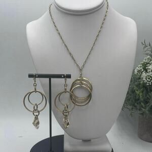 Catherine Popesco Gold Plated Light Amber Color Crystal Necklace Earring Set